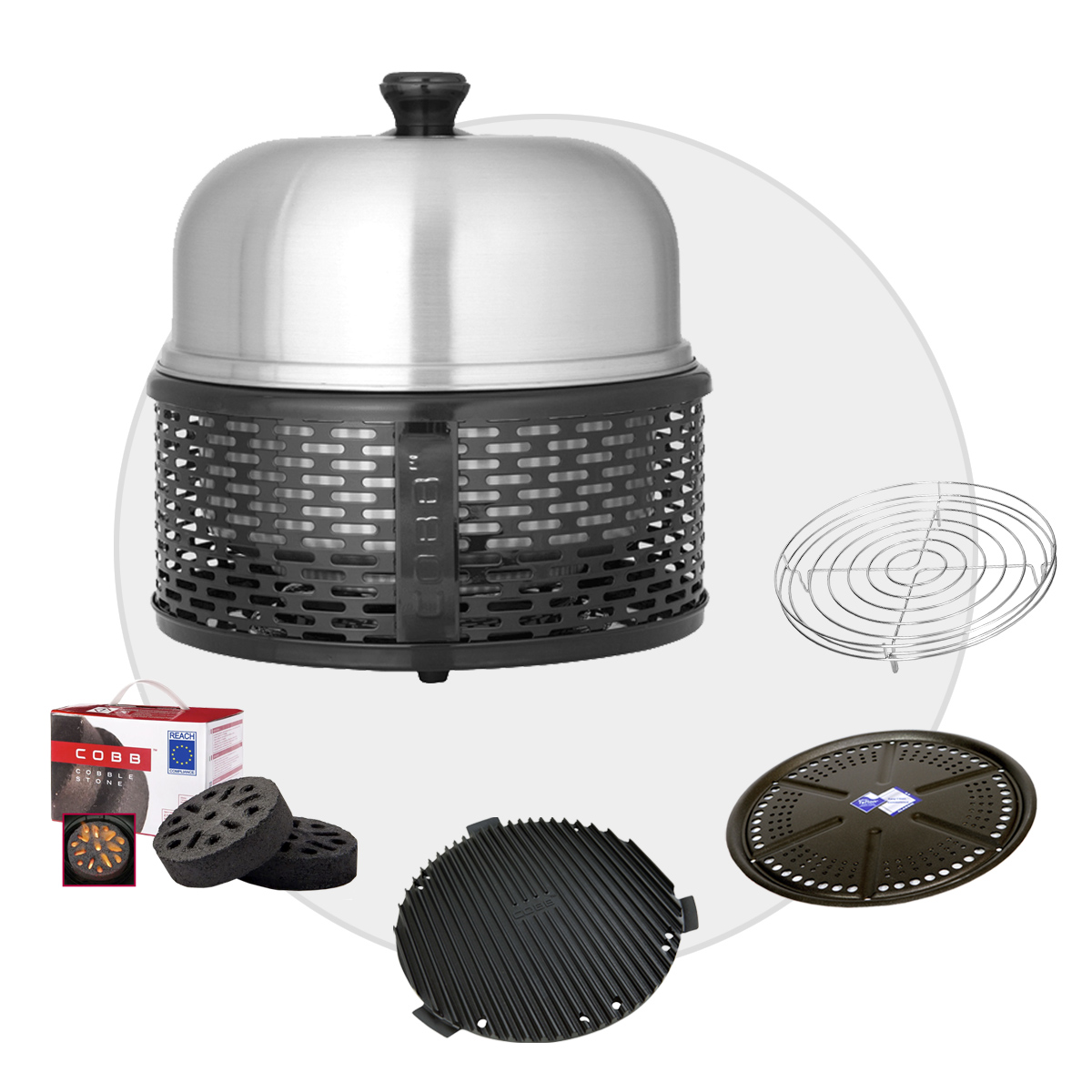 COBB PRO BLACK Holzkohle Grill inkl. Grillplatte ~ 5-teilig